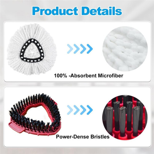 Mop Heads Replacements for  Easywring 1 Tank, Spin Mop Replacement  with 4 Refills, Scrubber & Base 1