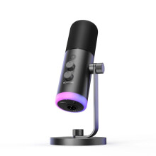RGB Dynamische Microfoon met Statief, XLR USB-Podcastmicrofoon met Aanraakgevoelige Mute-Functie en Ruisonderdrukking voor Opnames en Streaming