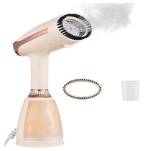 Clothes Portable Handheld Garment Steamer with Removable Water Tank and Fabric Brush Steamer (Champagne) EU Plug