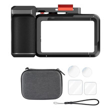 Camera Cage for Action 5 Pro 4 3, Aluminum Protective Cage with Cold Shoe, 1/4" Thread and Screen Covers