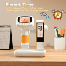 Digital Microscope for Children with Alarm Clock, Portable Microscope with 1000x Magnification, 2 Inch Screen, 8GB Card