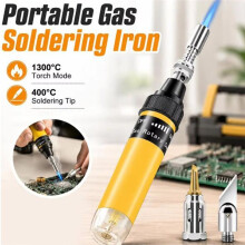 Saldatore A Gas Portatile 3 In 1 Penna Senza Fili con Torcia A Butano e Punte Sostituibili