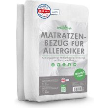 Welldora Pokrowiec na Materac 180x200x8 cm Dla Alergików Brak Roztoczy Biały