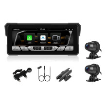 8.1 Inch Motorcycle CarPlay Screen Android Auto, Navigation System with Front and Rear Cameras 1080P Dash Cam