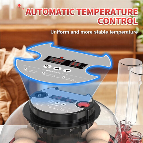 Flashlight for Automatic 12H Chicken Quail Egg Incubator Temperature and Humidity Display Automatic Egg Turning EU Plug
