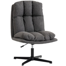 Draaibare leesstoel met linnen bekleding, brede zitting, metalen poten, donkergrijs