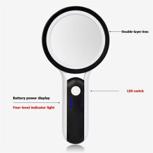 Reading Magnifier 30X Handheld Magnifying Glasses USB Rechargeable Loupes with 24 LED Light for Repairing