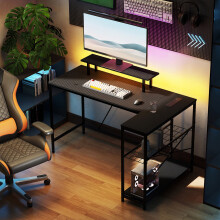 Levede L-Shape Gaming Desk RGB Power Outlet Black