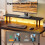 Levede L-Shape Gaming Desk RGB Power Outlet Black 6