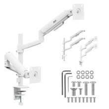 Ergo Office - Steun voor 2 schermen, gasveer, 17" tot 32", 1 tot 10 kg, mat wit, ER-692 W