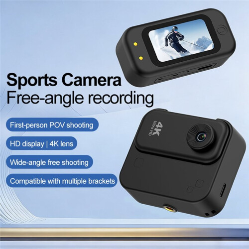 Câmera de Esportes  Externa 4K HD Camcorder com Tela de 1,47 Polegadas, Gravador de Vídeo e Áudio Digital 2