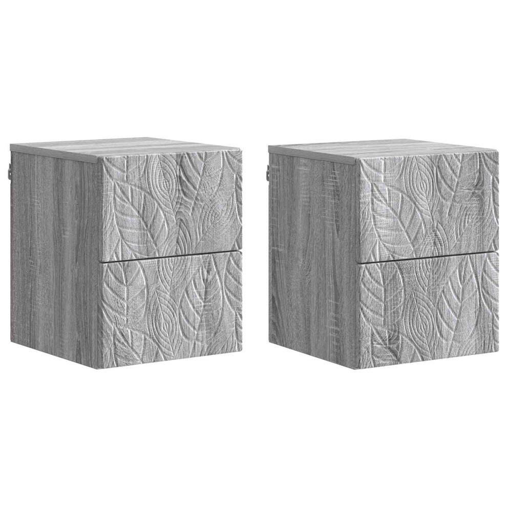 Vidaxl Wall-Mounted Bedside Cabinet 2 Pcs Grey Sonoma