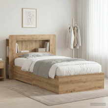 vidaXL Bed Frame with Storage Artisan Oak 90 x 190 cm Engineered Wood