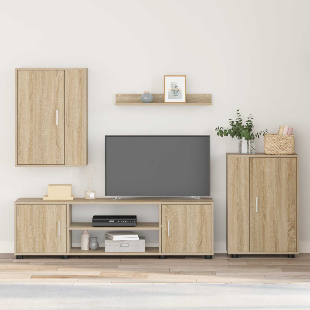 Vidaxl Tv Cabinet Set Wall-Mounted 4 Pcs Sonoma Oak Engineered Wood