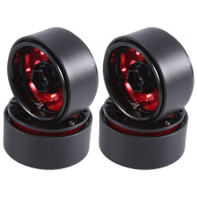 4PCS 1.9 Metal Beadlock 8 Round Hole Wheel Hub Rim for 1/10 RC Crawler Axial SCX10 90046 AXI03007 TRX4 RedCat D90,Red