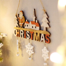 Wooden Christmas Hanging Pendants ELK-Santa-Claus Merry Christmas-Decoration for Home Xmas Tree Ornaments