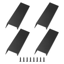 4 PCS Finger Pull Silver Concealed Handle Modern Style Curved Drawer Handle Aluminum Alloy Invisible Handle Black