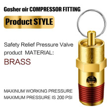 4-Delige Luchtcompressor Ontlastdrukveiligheidsklep en Luchtmeterset, 1/4 Inch NPT Luchttankklep 0-200 PSI Luchtdrukmeter