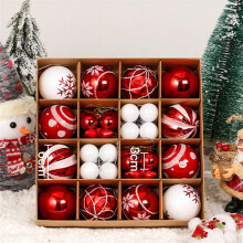 42PCS Christmas Ornaments Shatterproof Christmas Baubles Shiny Printed Decorative Balls Christmas Tree Ornaments,A