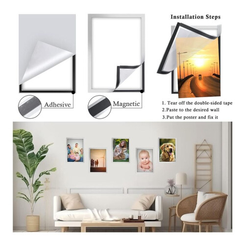 Cornici Magnetiche per Diamanti A5 da 10 Pezzi, Cornici Magnetiche Autoadesive per Quadri con Diamanti, Cornice per Display Argento 1