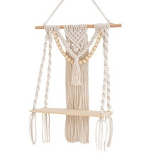 Macrame Wall Hanging Shelf Wall Decor for Bedroom Woven Rope Macrame Wall Art As Boho Bathroom Shelf Decor