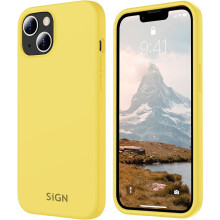 folyékony szilikon tok iPhone 15-höz - sárga
