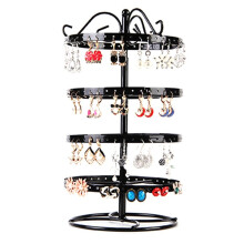 Wrought Iron Four-Story Rotating Jewelry Rack Jewelry Rack Earring Earring Bracelet Display Rack Black