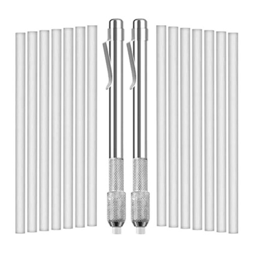 2 Pack Soapstone Holders  with 16 Pack Refills Round Soapstone for Welding Tools, Aluminum, and Cast Iron