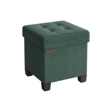 Foldable Storage Ottoman - Fabric - Retro Green - Compact Design with Weight Capacity of 300 kg