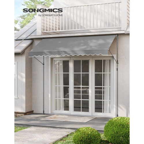 Manual Retractable Awning - Fabric - Dove Grey - Height-Adjustable with Crank 1