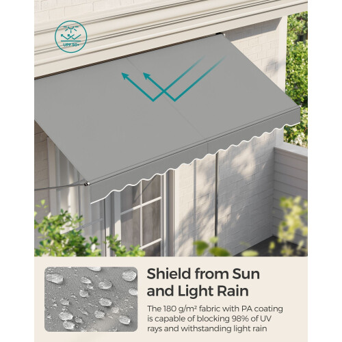 Manual Retractable Awning - Fabric - Dove Grey - Height-Adjustable with Crank 2