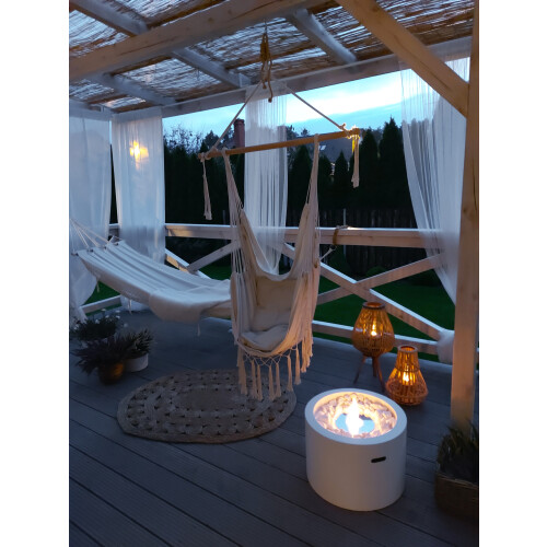 Freestanding Bioethanol Fireplace Moon White Matte 1