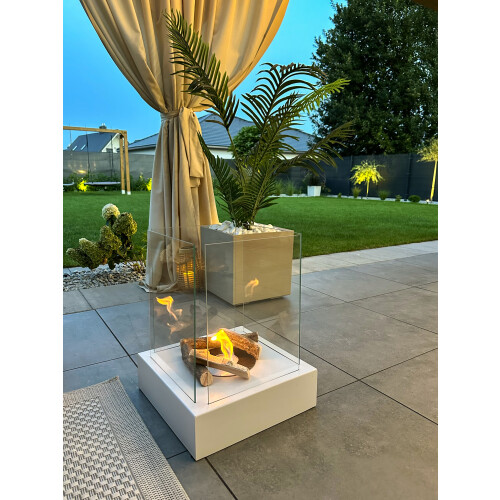 Sunset Garden White Freestanding Fireplace