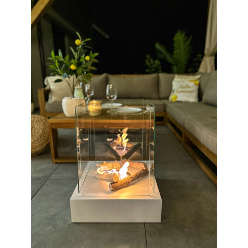 Sunset Garden White Freestanding Fireplace 1
