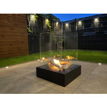 Bioethanol Standkamin Sunset Garden mit Sicherheitsglas, Edelstahlbrenner 1 l, Schwarz matt