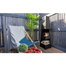 Fristående bioetanolkamin Pyramid Garden med säkerhetsglas, brännare i rostfritt stål 0,7 l, svart matt