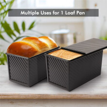 Loaf Pan 2 Pack, Non-Stick Bread Pan with Lid Carbon Steel Bread Toast Box Mold with Cover for Bakeware Bread