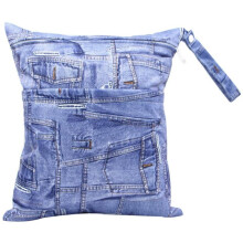 (Jeans)Cartoon Pattern Diaper Bag Knitted Flat Fabric Double Zipper Printing Digital