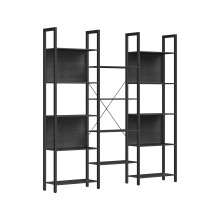Bookcase - Metal - Ebony Black and Ink Black - 14 Storage Shelves, Industrial Style
