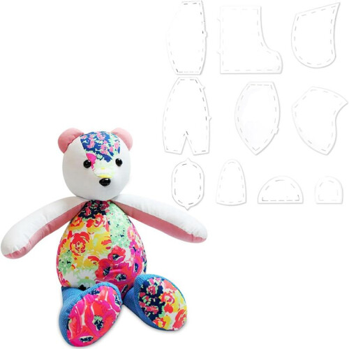Memory Bear Template Ruler Set, Memory Bear Sewing Patterns Template, Quilting Cutting Template Ruler(10In) 1