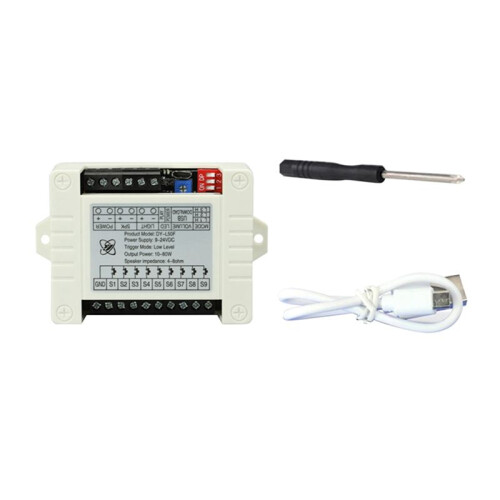24V High Power Voice Broadcast Prompt Module High and Low Level Trigger 1-To-1MP3 Multifunctional Playback Module, C