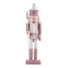 Figurine de Soldat Casse-Noisette en Bois Rose de 30 cm, Cheveux Blancs, Marionnette IncrustéE de Strass, PoupéE de Soldat Casse-Noisette, Jouet