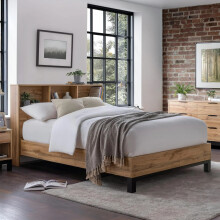 Bali Bookcase Headboard Bed 90cm - Light Oak