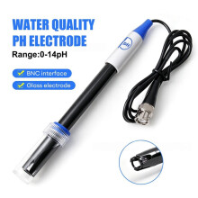 PH Electrode Probe with BNC Connector 0-14pH Range Water Quality PH Sensor for Lab Aquarium Industrial Pool PH Meter