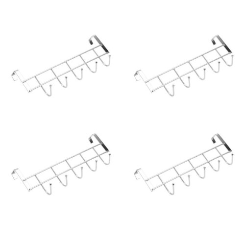 4X 5 Hooks over Door Home Bathroom Kitchen Coat Towel Loop Hanger Rack Holder Shelf,Silver 1