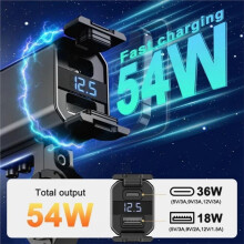 Motorcycle USB Type C Charger Socket Adapter Port 12V PD3.0 QC3.0 Fast Handlebar Phone Tablet Chargers