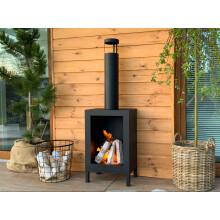 Bioethanol Standkamin Kozen mit Edelstahlbrenner 1 l, Schwarz matt, 136 cm