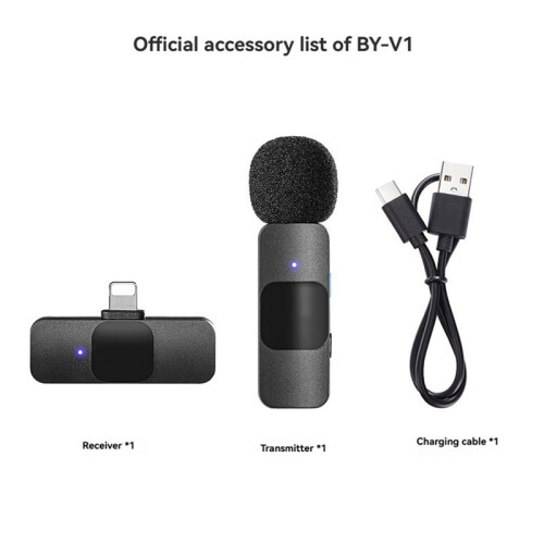Wireless Lavalier Lapel Microphone for , Android, PC, USB-C Devices - Ideal for Recording & Streaming BY-V1 2