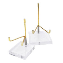2 Pcs Adjustable Metal Arm Display Stand Easel with Clear Acrylic Base for Gemstones Crystal Mineral Plates