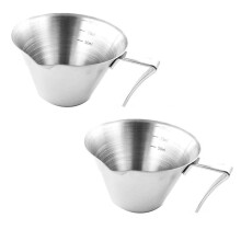 EspressomäTkopp med Handtag 2-Pack Double Shot Espressokoppar EspressoupphäLlningskopp i Rostfritt StåL Silver